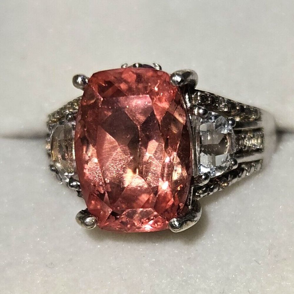 Vintage Silver Ring With Orange Stone Size 9.5